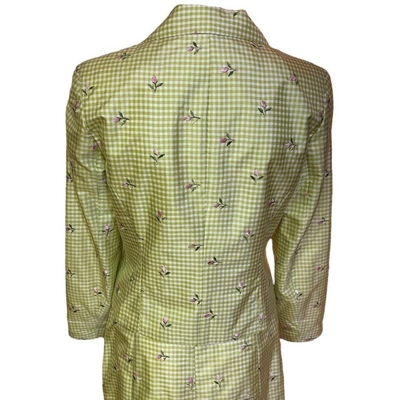 ABR New York Green Plaid 100% Silk Two Piece Suit - Picture 6 of 8